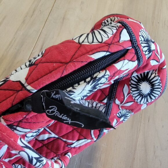 Vera Bradley Tote Purse Red Black White Daisy Dandelion Pull String Side Zip - Picture 5 of 10